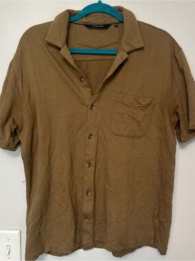 Kenneth Cole Casual Short-Sleeve Button-Down in Olive Brown